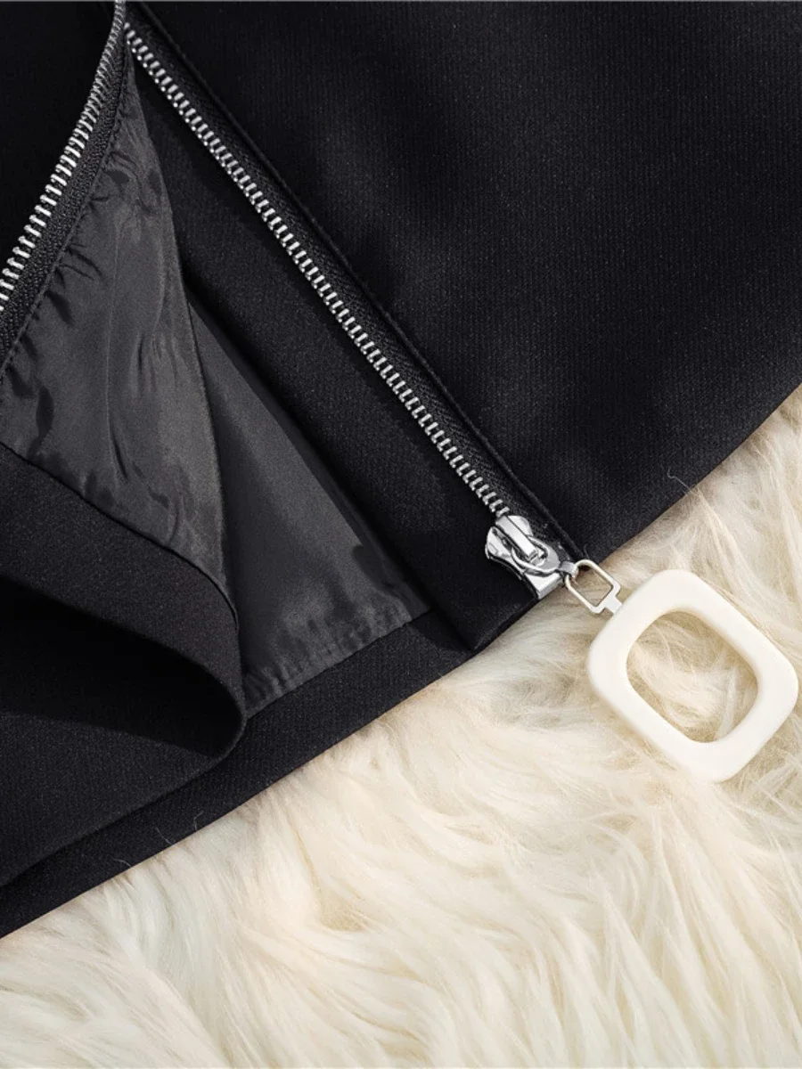 Falda corta de cintura alta con cremallera para mujer, minifalda de tubo de línea A de Color sólido, novedad de primavera, verano y otoño - Image 3