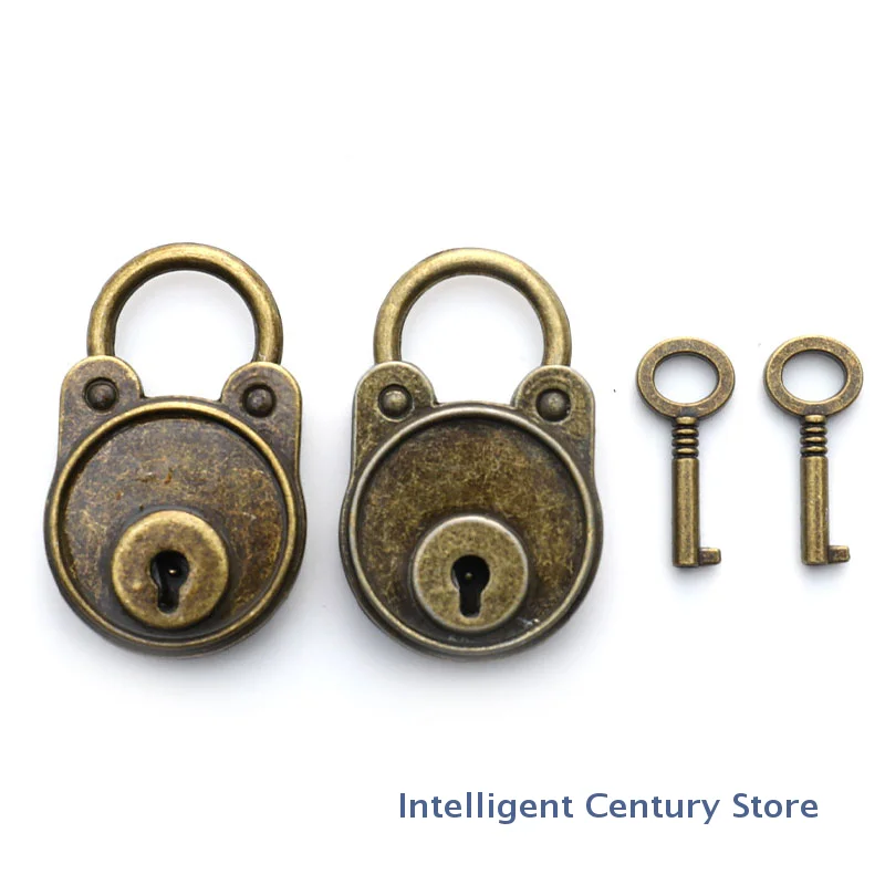 （In）Chinese Vintage Padlock Old Style Lock Notebook Luggage Belt Antique Bronze Plated Padlock With Key Suitcase Locks Hardware