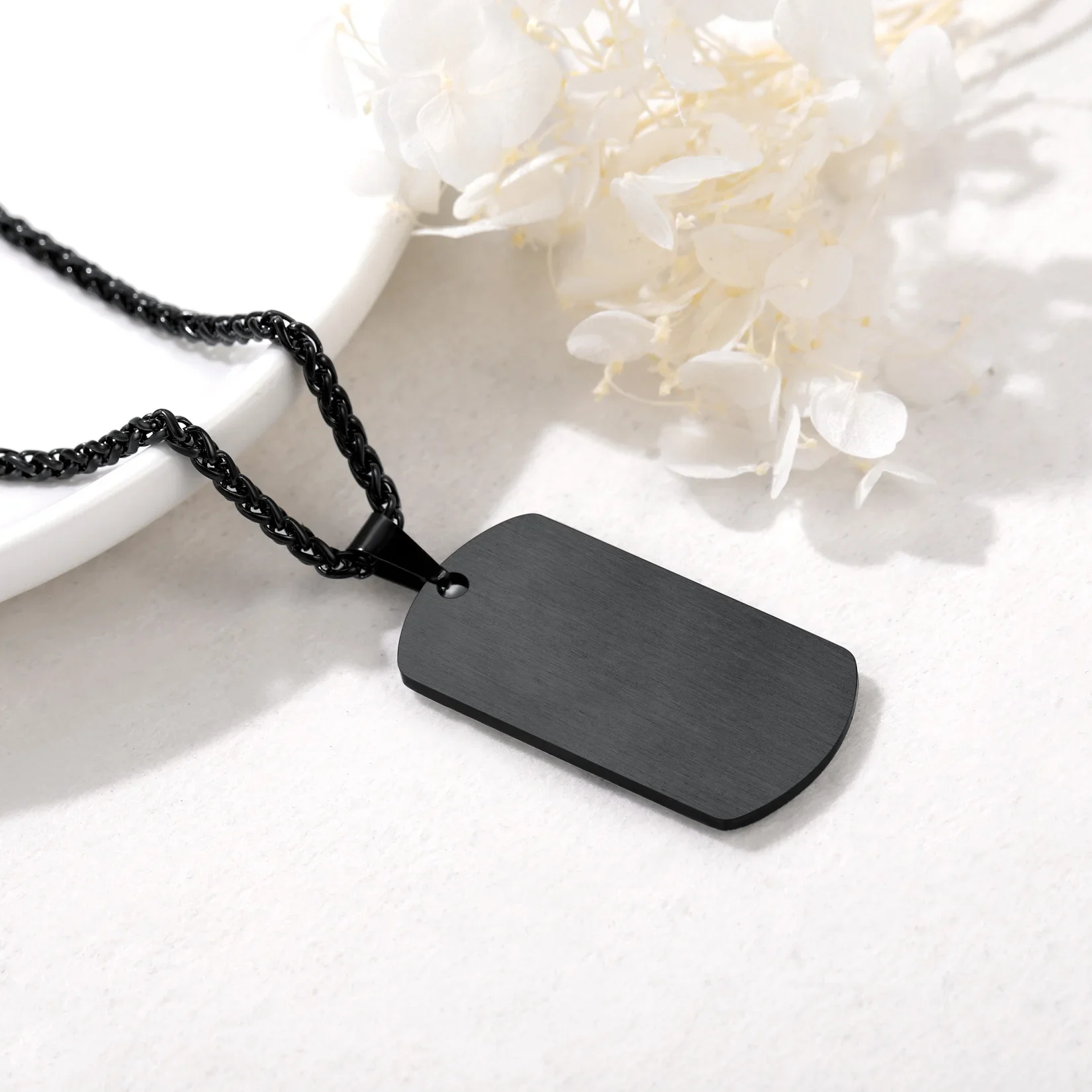 U7 Custom Dog Tag Photo Necklace Engrave Black Side Military Tag Stainless Steel Personalized Women Men Jewelry Gifts N1128