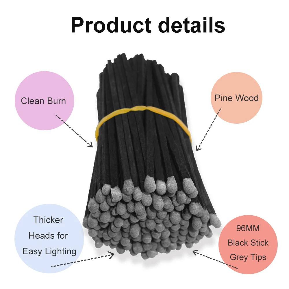 4 Inch Gray Safety Matches Bulk Long Wooden Matchsticks for Candle Fireplace Camping Striker Included 160 Sticks