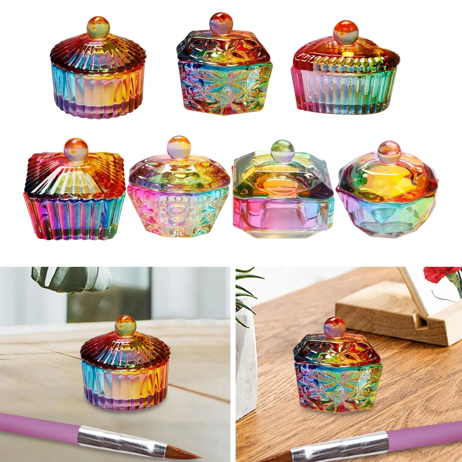 Nail Art Dappen Dish with Lid Glassware Tools Dappen Bowl for Acrylic Liquid Powder Nail Art Care Manicure Care Tools 4