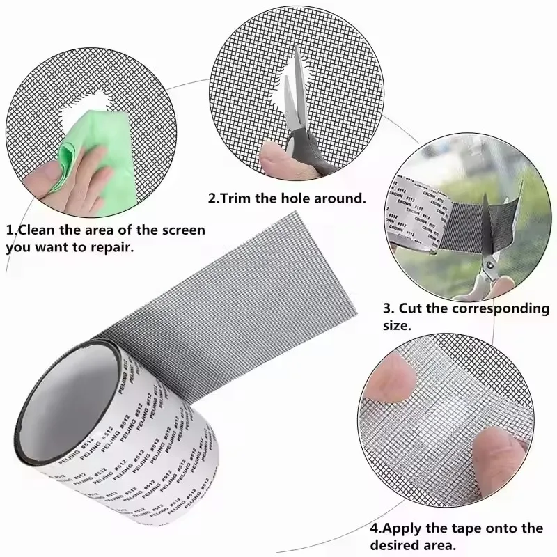 Window Screen Repair Tape 1roll Self Adhesive Anti-Insect Net Hole Reparing Patch Suitable Curtain Screen Net Repair