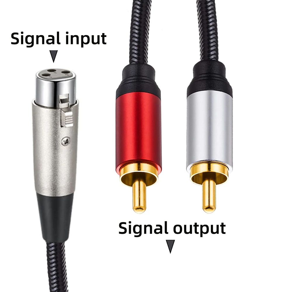 XLR To 2 RCA Cable Stereo Audio Interconnect Cable Adapter Clear Audio Signal Transmission for Headphone Amplifier Mic