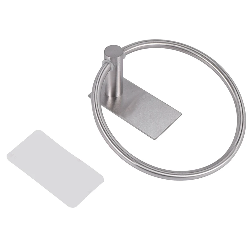 

Towel Ring/Hand Towel Holder - Self Adhesive Round Towel Rack Black Hand Towel Bar For Bathroom, Stainless Steel
