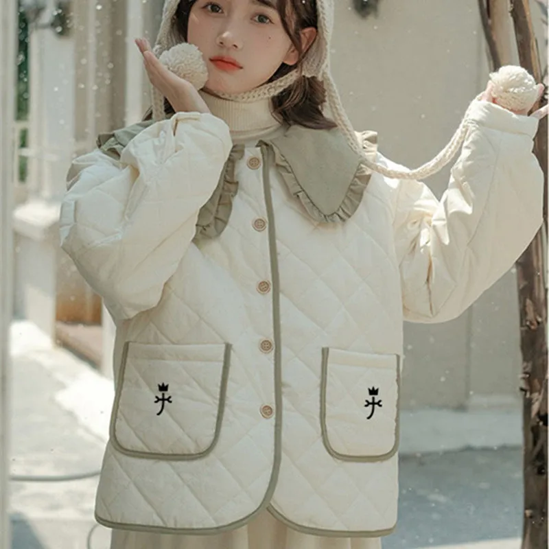 

2024 Women's Winter Golf Wear New Doll Collar Cotton Coat Thickened Warm Golf Jacket Fashionable Women's Golf Clothing 겨울골프웨어