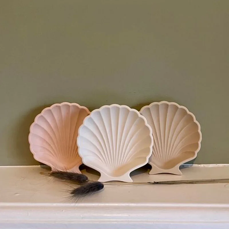 Mini Shell Concrete Storage Tray Silicone Molds Conch Cement Candlestick Plaster Jewelry Display Tray Plate Resin Epoxy Mould
