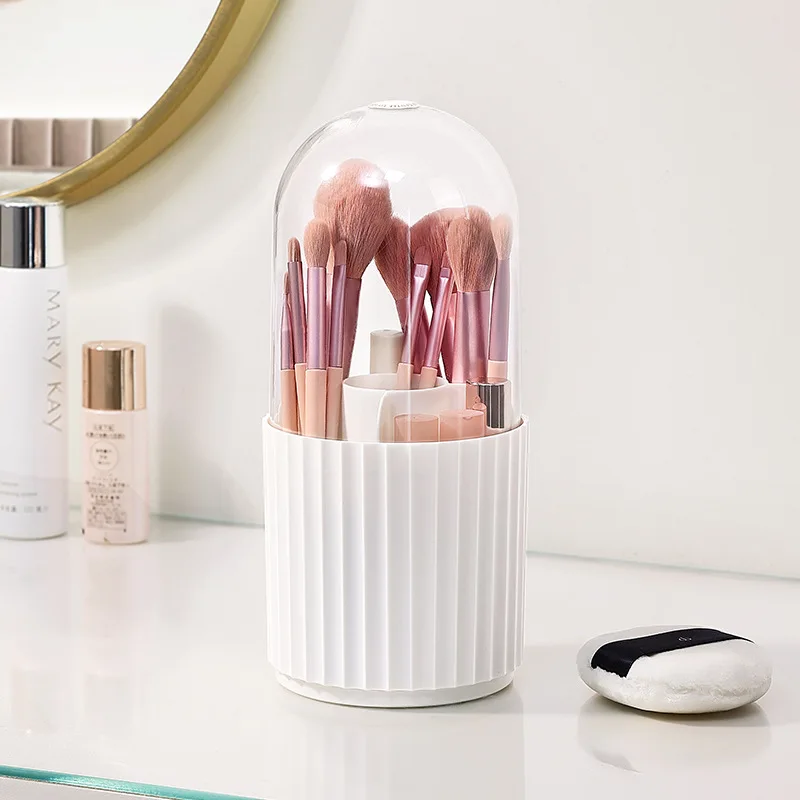 Makeup Brush Holder with Lid 360 Rotating Makeup Brush Holder Organizer for Vanity Desktop Countertop Dresser Table 6