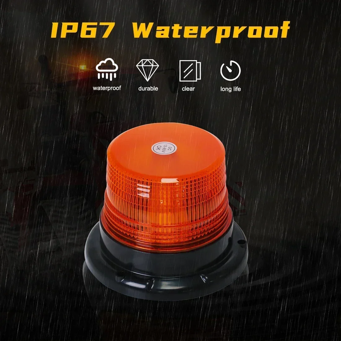 LED Car Strobe Light, Emergency Rotating Beacon Light for Traffic Indication, Orange Blue Red Flash Warning Light for Vehic O1O0