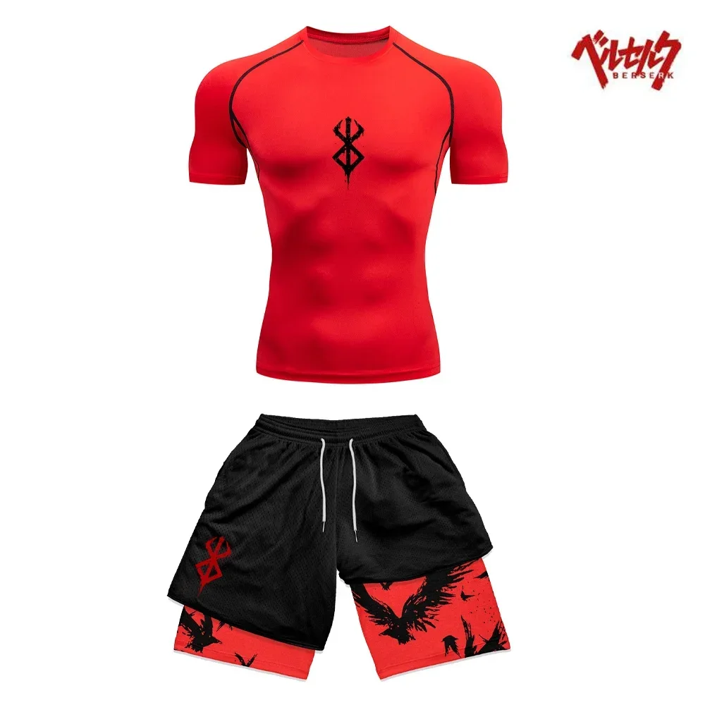 Sports Suit Tracksuit Set Sports Set Outdoor Suit Set Shirt Set Sweater Set Kaftan Outfit Set Hawaiian Shirt and Shorts Set Shirt and Shorts Set Anime Berserk Compression Set Fitness Suit for Men Quick Dry Compression Shirt + Gym Shorts Running Workout Summer Sportswear