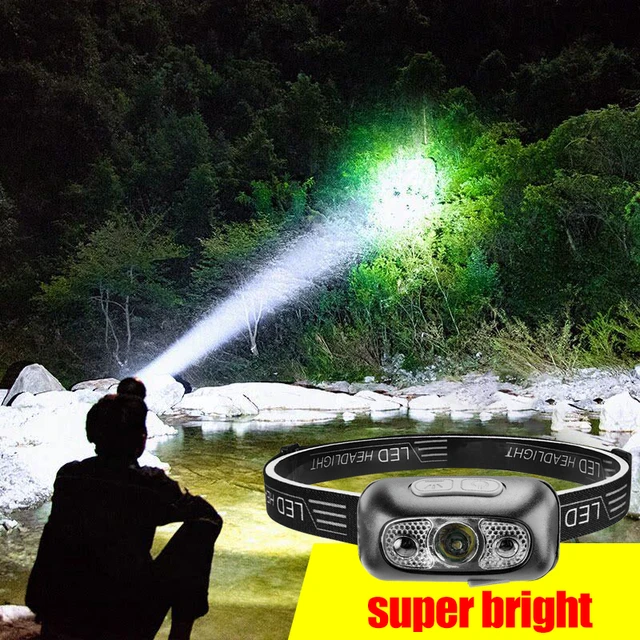 Mini linterna frontal recargable con Sensor, lámpara LED potente para pesca,  Camping, impermeable, caza, senderismo, trabajo - AliExpress