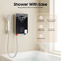 Chauffe-eau instantané pour douche 220V, mini chauffe-eau électrique avec douchette, appareil sous évier pour cuisines et salles de bain, 6500W, noir 3