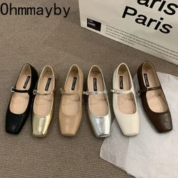 Spring Autumn Flats Women Shoes Fashion Shallow Buckle Ladies Comfort Square Toe Ballerina Shoes