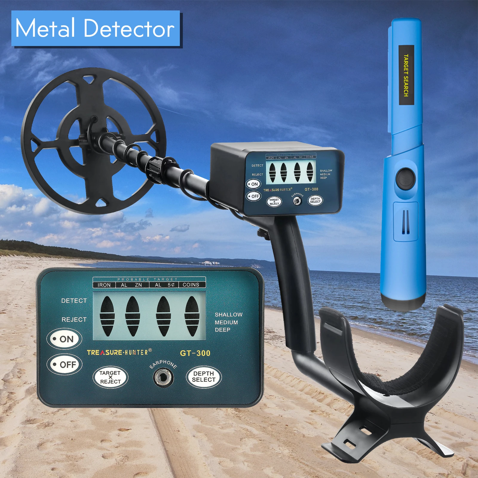 

High Sensitivity Metal Detector Waterproof Detector De Metales Profesional Pinpointing for Treasure Search Underground Gold Iron