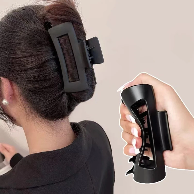 Black Flower Hair Claw Clips - 1Pcs Large Matte Twin Flower Design Hawaiian Hair Accessories Strong Hold Non Slip Shark Clamp Hairpins Barrette For Women & Girls - Foto 9