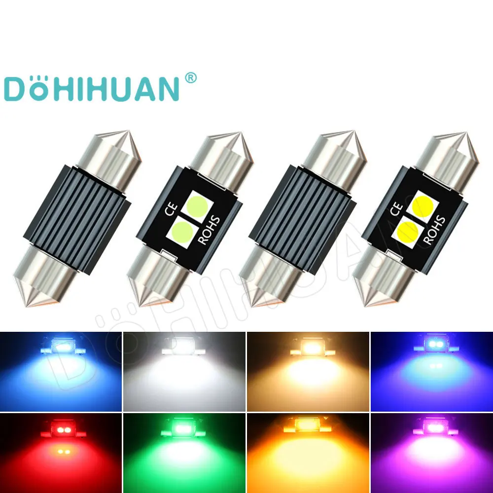DOHIHUAN2PCSFestoon28mmLedBulbCarInteriorC5WC10WDoorTrunk