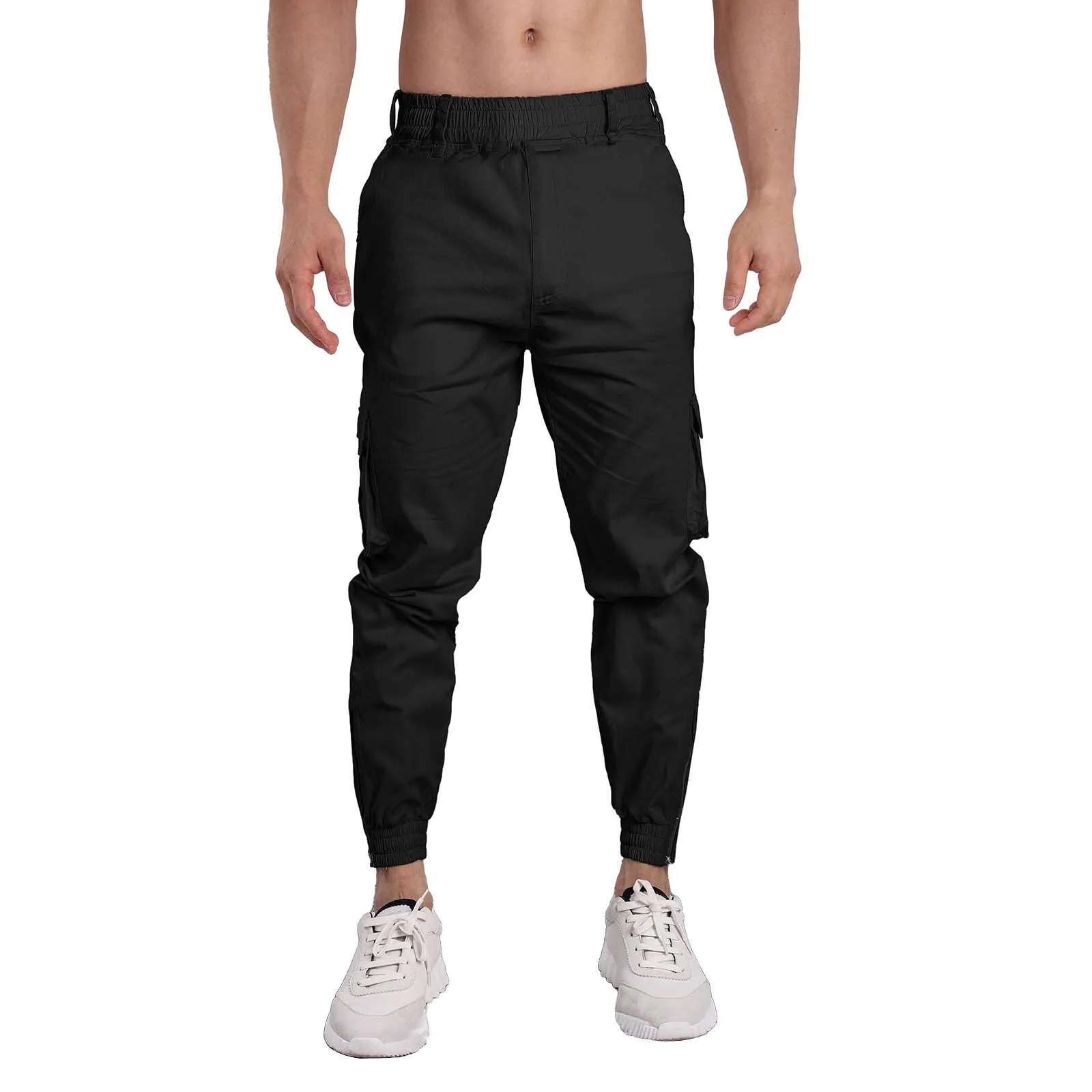 

Мужские повседневные рабочие брюки, однотонные рабочие штаны с несколькими карманами, на шнуровке, деловые повседневные брюки для мужчин