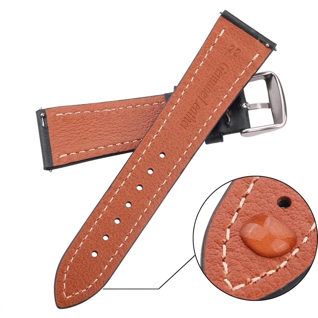 Elegant Vintage Oil Wax Leather Watch Strap - Soft Top Grain Leather Bracelet