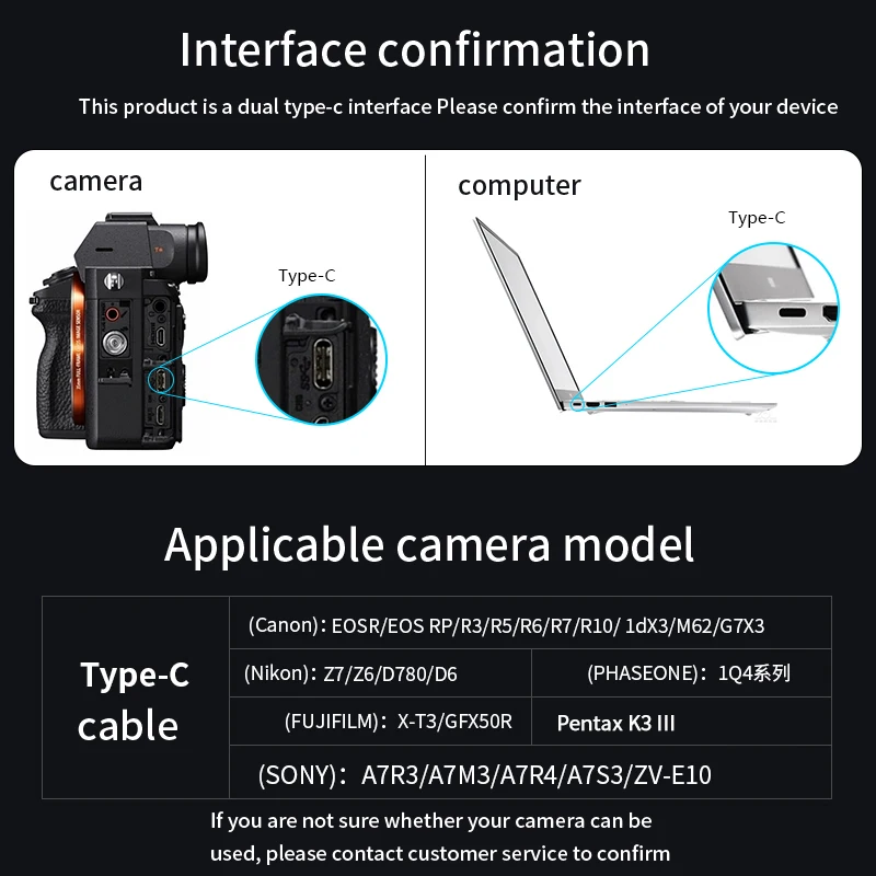 USB C Ÿ to C Ÿ ī޶ ̺, 3m, 5m, 8m, ĳ EOS R RP  a7m3 R3 A7R4 ״ Կ  ī޶ to ǻͿ