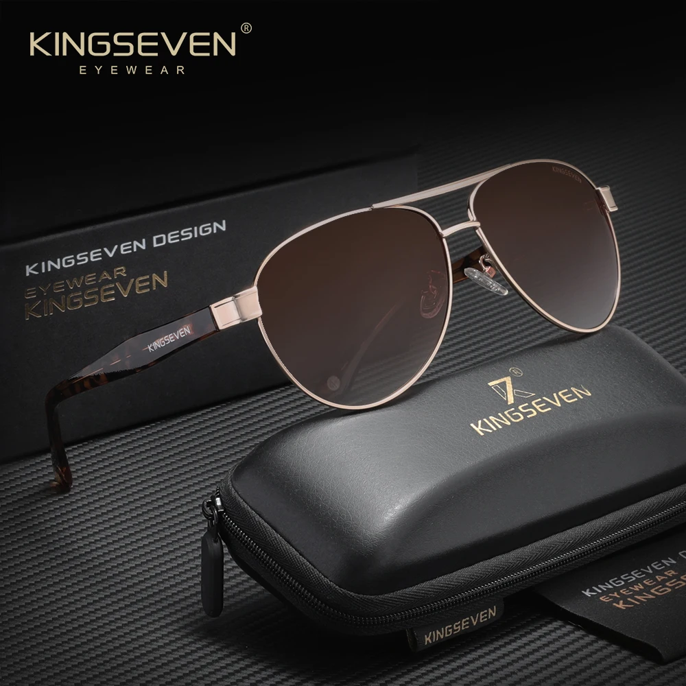 Lunettes de soleil rétro KINGSEVEN pilote homme - UV400 polarisées anti-éblouissement - Conduite extérieur