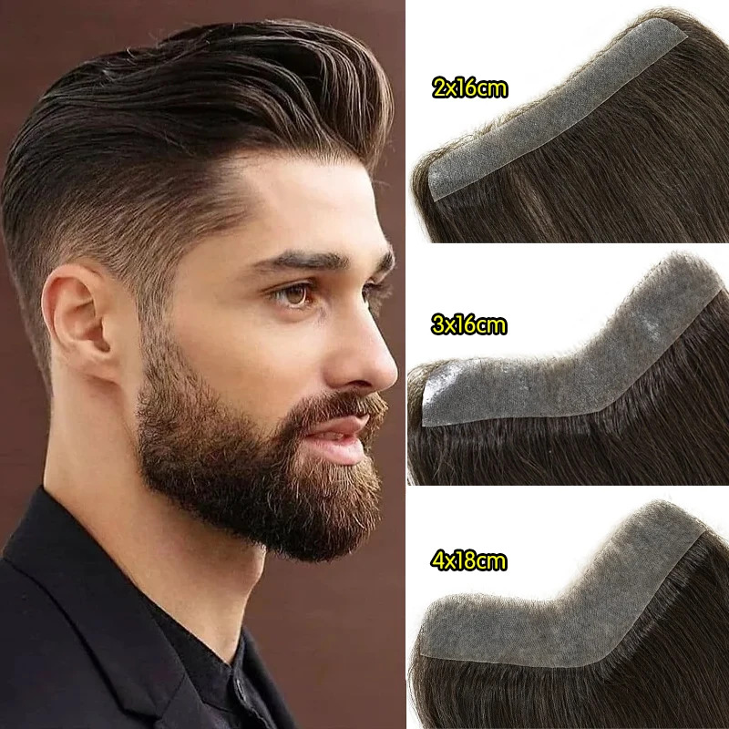 15cm 100% cheveux humains toupet droit Style V ligne de cheveux frontale pour hommes système de remplacement avant postiche en polyuréthane Extensions invisibles