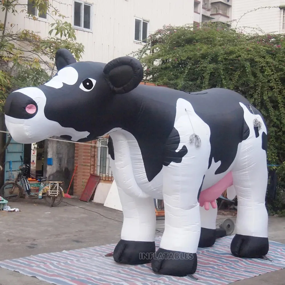 

Customized Giant Inflatable Dairy Cow Inflatable Milk Cow Toy Blow Up Cattle Cartoon with Blower For Farm Promotion Advertising