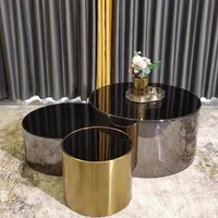 Table basse en verre et acier inoxydable, style moderne et simple, pour salon, petit appartement, villa, luxe léger, ronde 5