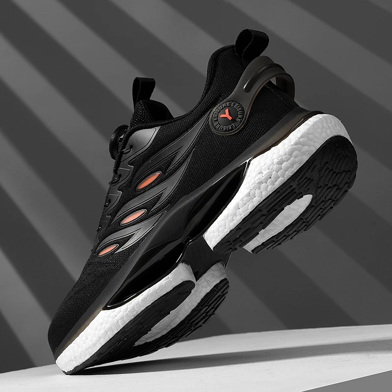 Men's Rotary Buckle Sports Casual Thick Soled Running Shoes Outdoor Sneakers
