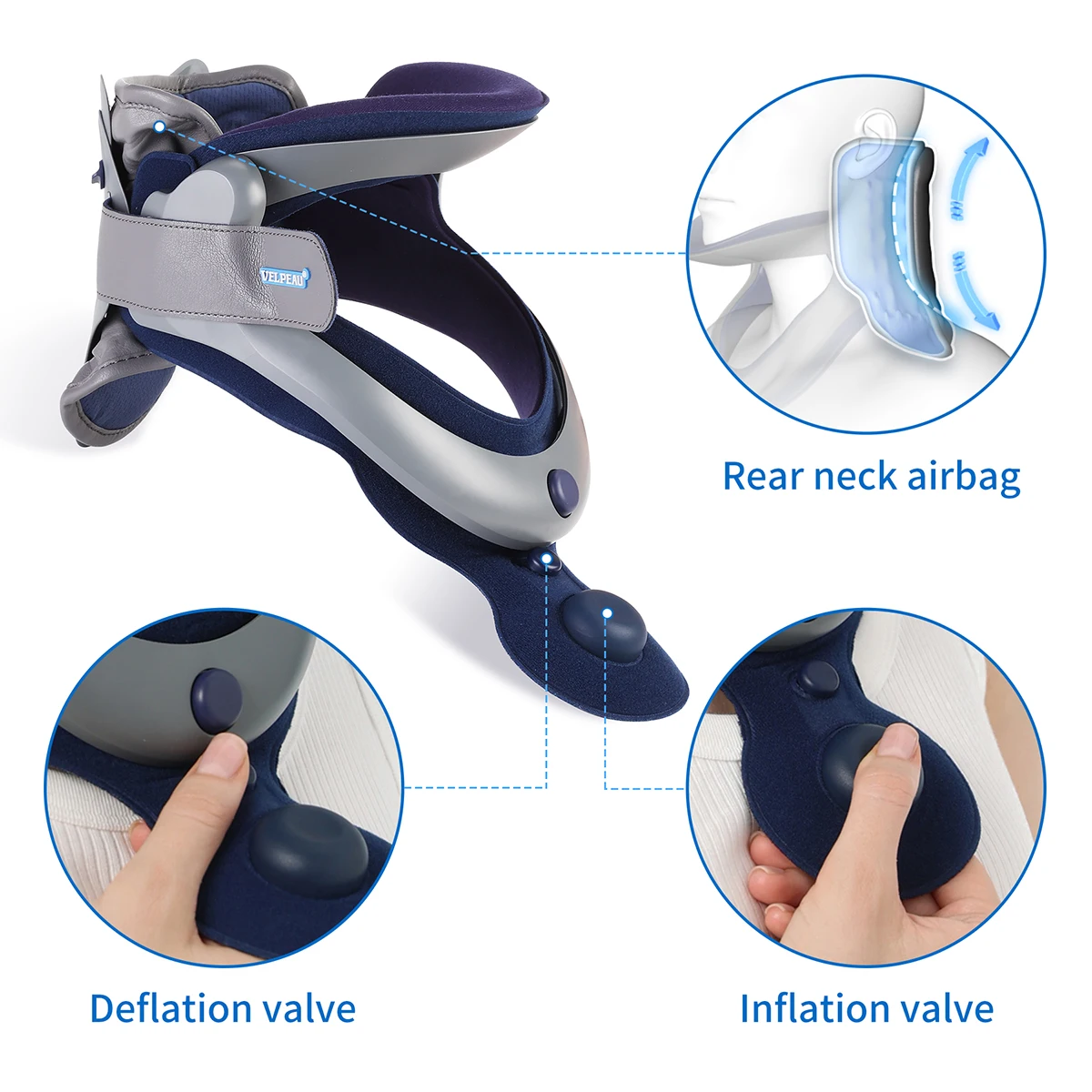 Se518eeb4fb2042fca894c407585b14b6l VELPEAU Cervical Traction Device Adjustable Neck Stretcher for Posture Correct and Decompression Neck Support for Men and Women