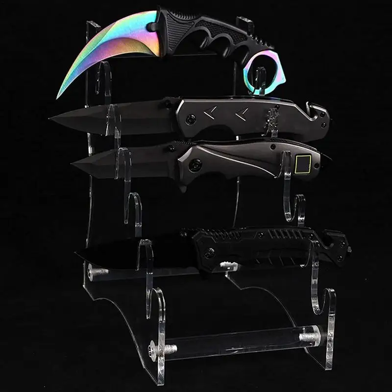 아크릴 커트레이 블록 투명 나이프 거치대, 카운터 탑 커트레이 보관 나이프 랙, 나이프 정리 및 보관용 디스플레이 