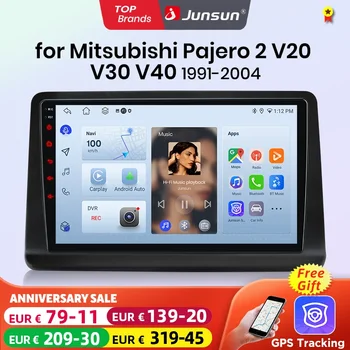 Junsun AI CarPlay 4G Android 14 Radio de coche para Mitsubishi Pajero 2 V20 V30 V40 1991-2004 Multimedia WiFi GPS Navi pantalla táctil 1