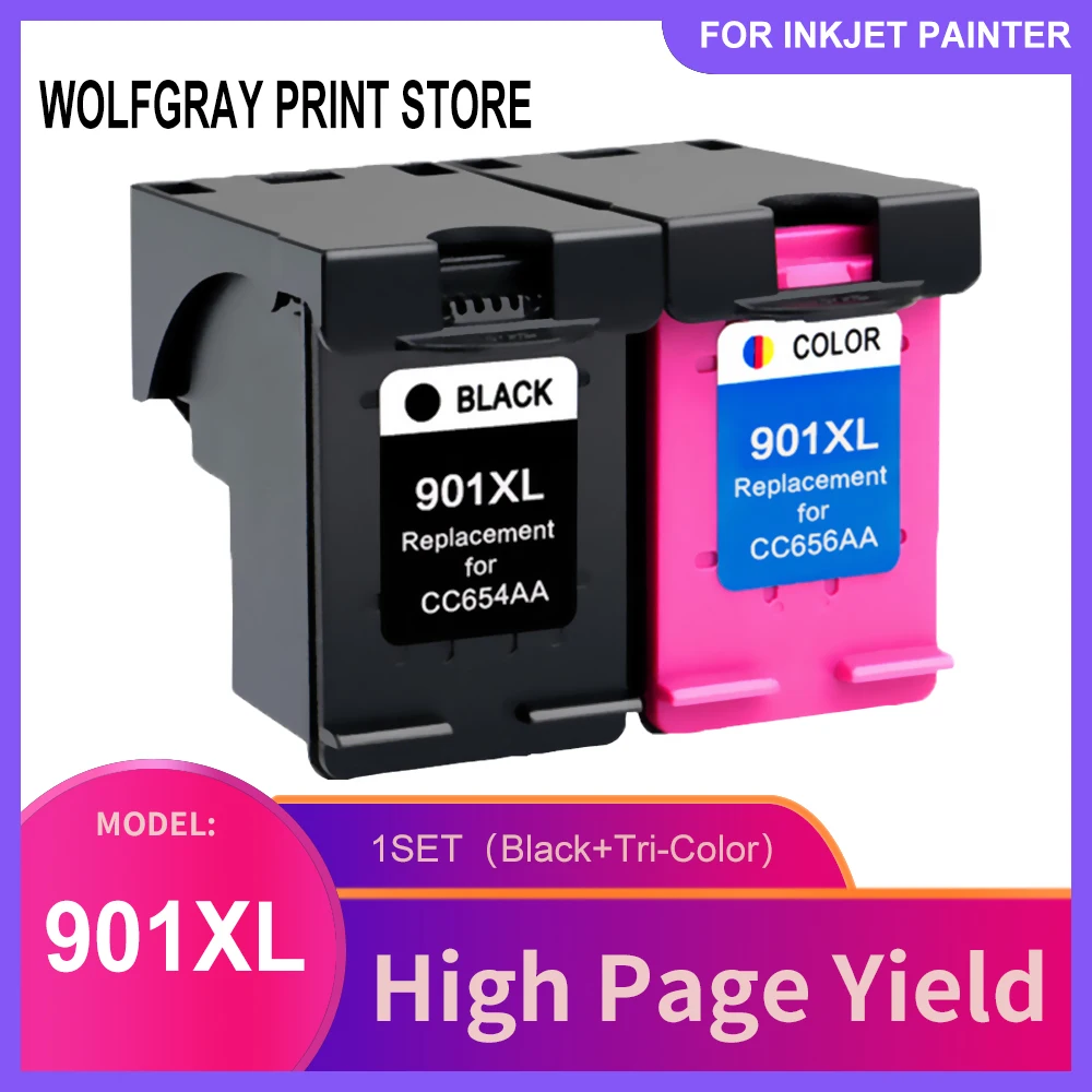 

1 SET 901XL Cartridge Compatible for hp 901 xl for hp901 Ink Cartridge for Officejet 4500 J4500 J4540 J4550 J4580 J4680 printer