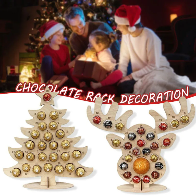 Wooden Chocolate Display Rack Christmas Party Chocolate Rack 24 Days Advent Calendar Creative Wedding Party Candy Supplies