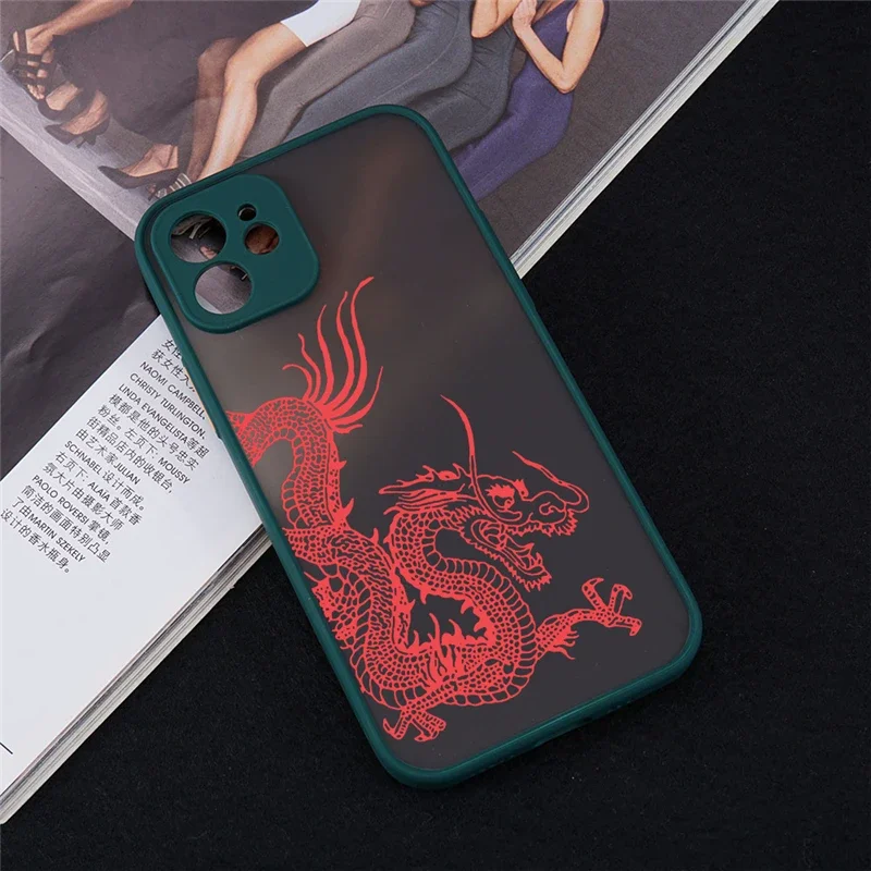 Unique Aesthetic Red Dragon Phone Case with Soft Bumper Back Cover