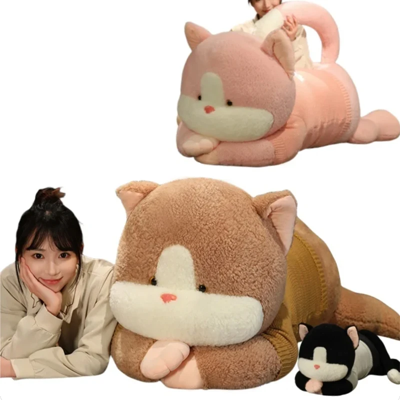 

90-110cm Giant Size Cat Throw Pillow Plush Toy Stuffed Long Strip Pillow For Girl Boy School Nap Pillow Cushion Birthday Gift