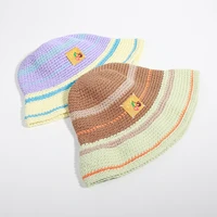 Fashion Crochet Black Bucket For Women Luxury Designer Brand Flower Pattern Knitted Caps Plaid Hats Beanies Japanese Hat 6