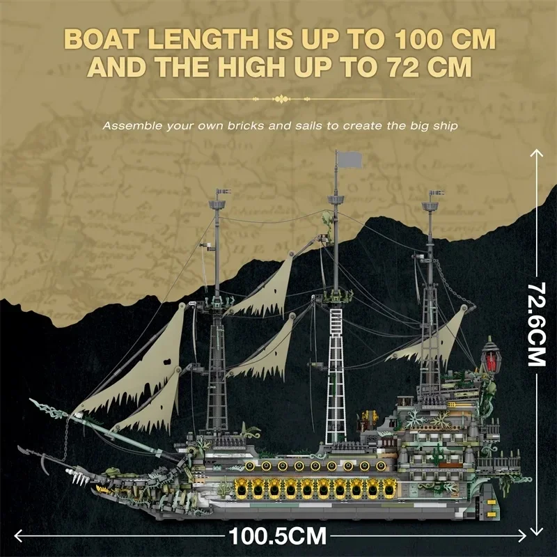Flying Dutchman Pirate Ship Building Blocks Ghost Ship Model Bricks Assembling DIY Toys 5865PCS For Kids Birthday Gifts