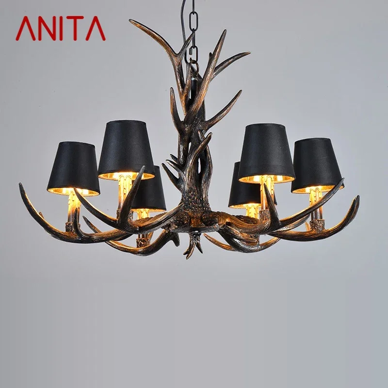 

ANITA Nordic Antler Pendent Lamp American Retro Living Room Dining Room Villa Coffee Shop Clothing Store Decoration Chandelier