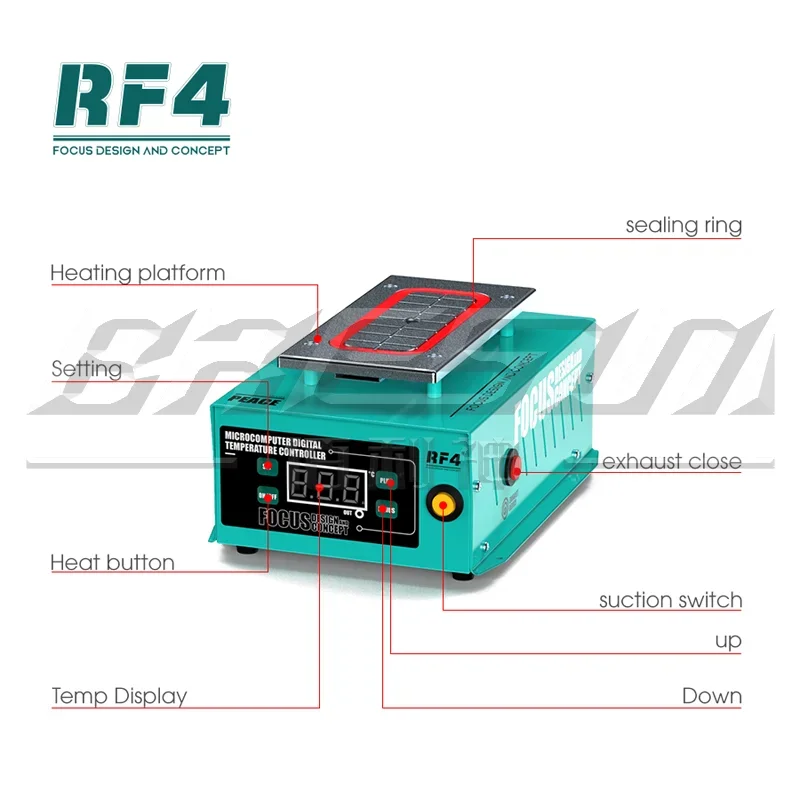 RF4 Peace Powerful LCD Separator Machine Build-in Vacuum Pump Kit LCD Display Super Suction Repair Refurbishment