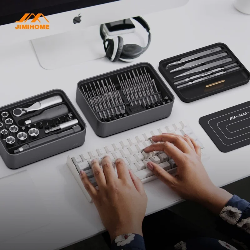 JIMIHOME Screwdriver Set 100 in 1 Magnetic Bits Tweezers Extension