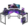 L Shaped Gaming Desk with Monitor Stand, Corner Desk Gaming Table for Home Office, for Small Space, 51 inch,Black 1
