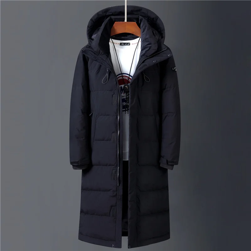 

2023 Winter 90% White Duck Down Jacket Men Hooded Fashion High Quality Winter Coat Men Long Thicken Warm Down Coat Black Parkas