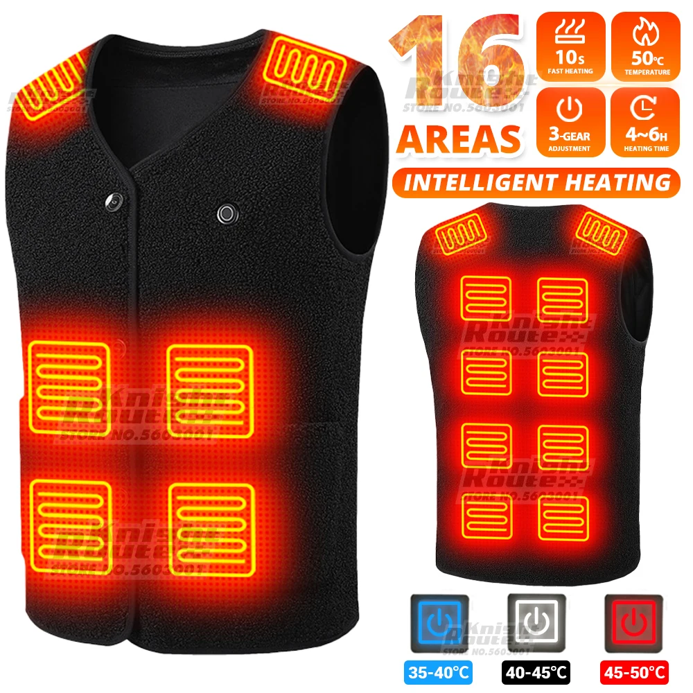 

16 Areas Self Heating Vest Men's Heating Jacket Thermal USB Heated Vest Women's Warm Motorcycle Fishing Camping Winter Washable