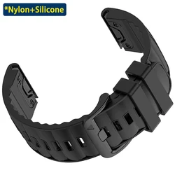 Leather Silicone QuickFit Bracelet - 22mm/26mm Strap - QuickFit 26mm (Black)