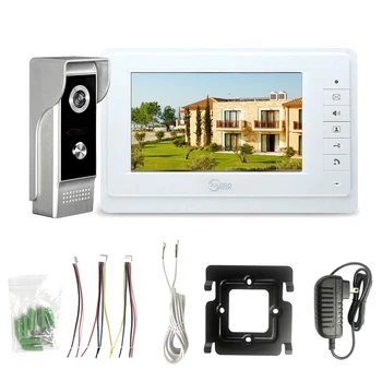 AnjieloSmart 7''TFT Color Wired Video Door Intercom System Indoor Monitor 700TVL Outdoor Camera IR Night Vision for Home