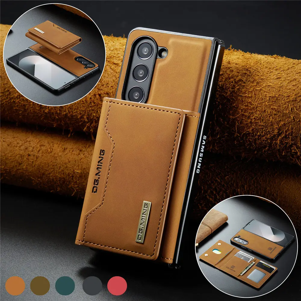 Magnetic Vintage Leather Wallet Case with Card Slots and Shockproof Protection