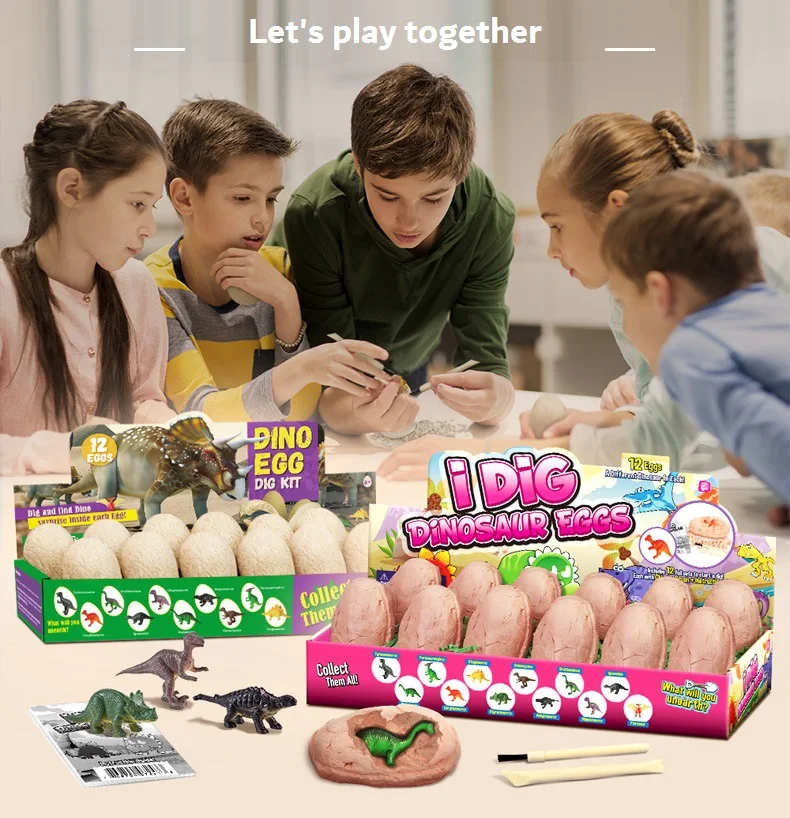 12PCS Dinosaur Fossil Digging Kit Dinosaur Eggs Toy Blind Box Toys For Kids Early Educational Toys Archaeology for Children Gift 6