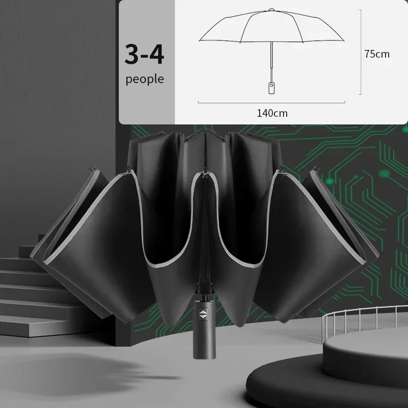 男性と女性のための防風ストライプ傘大型ビジネス傘自動雨反射高級140cm