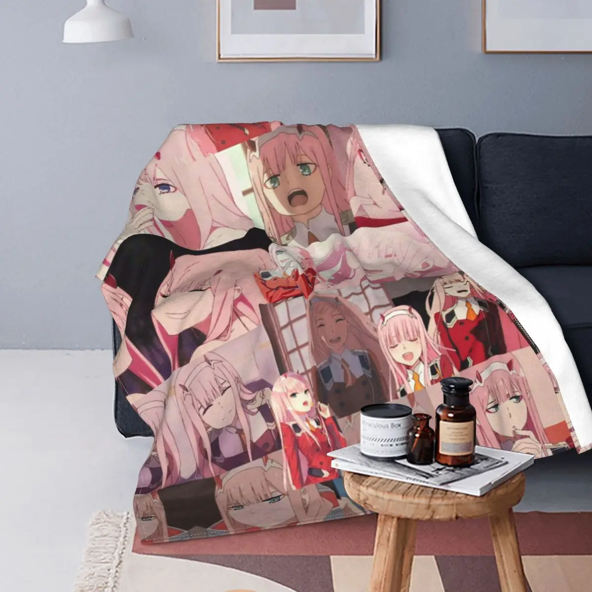 

Darling In The Franxx Anime Knitted Blanket Zero Two Flannel Throw Blankets Bedroom Sofa Personalised Lightweight Bedsprea