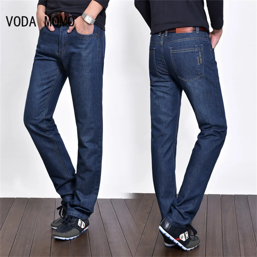 Classic Black Blue Mens Jean 2022 Summer Business Jeans Fashion Casual Stretch Outsize Denim Pants Streetwear Pants