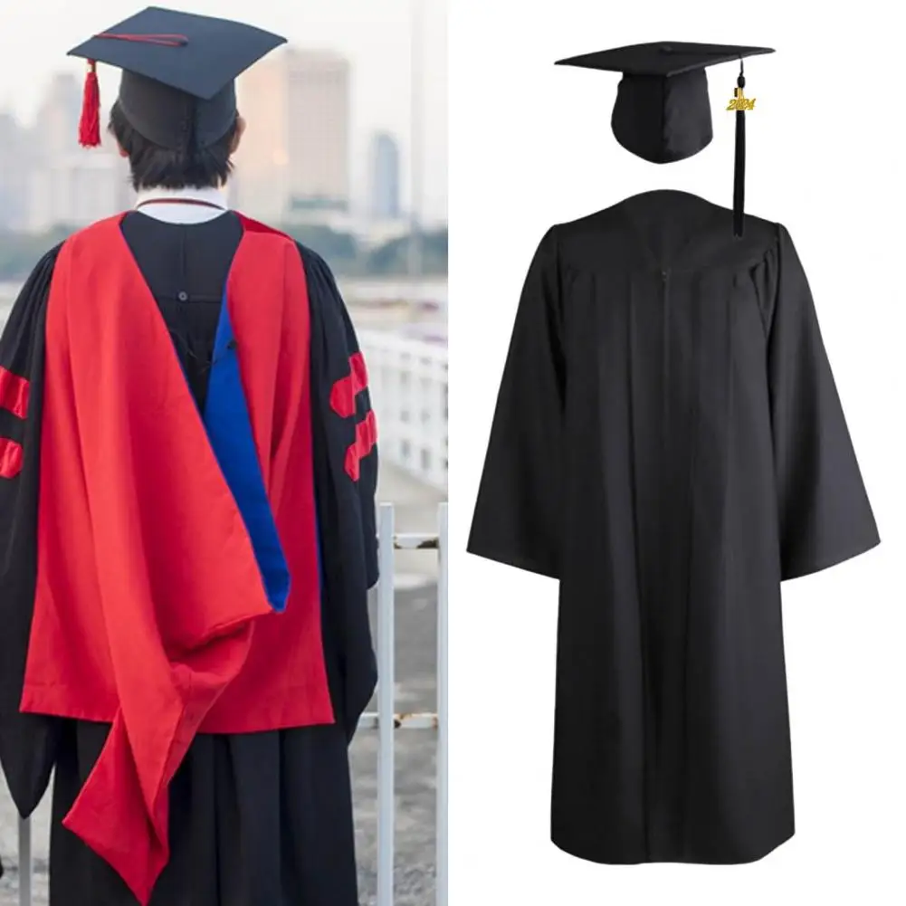 Academic Gown Loose Colorfast Men Women Students Graduation Costume Soft Academic Costume School Supplies graduation gown set